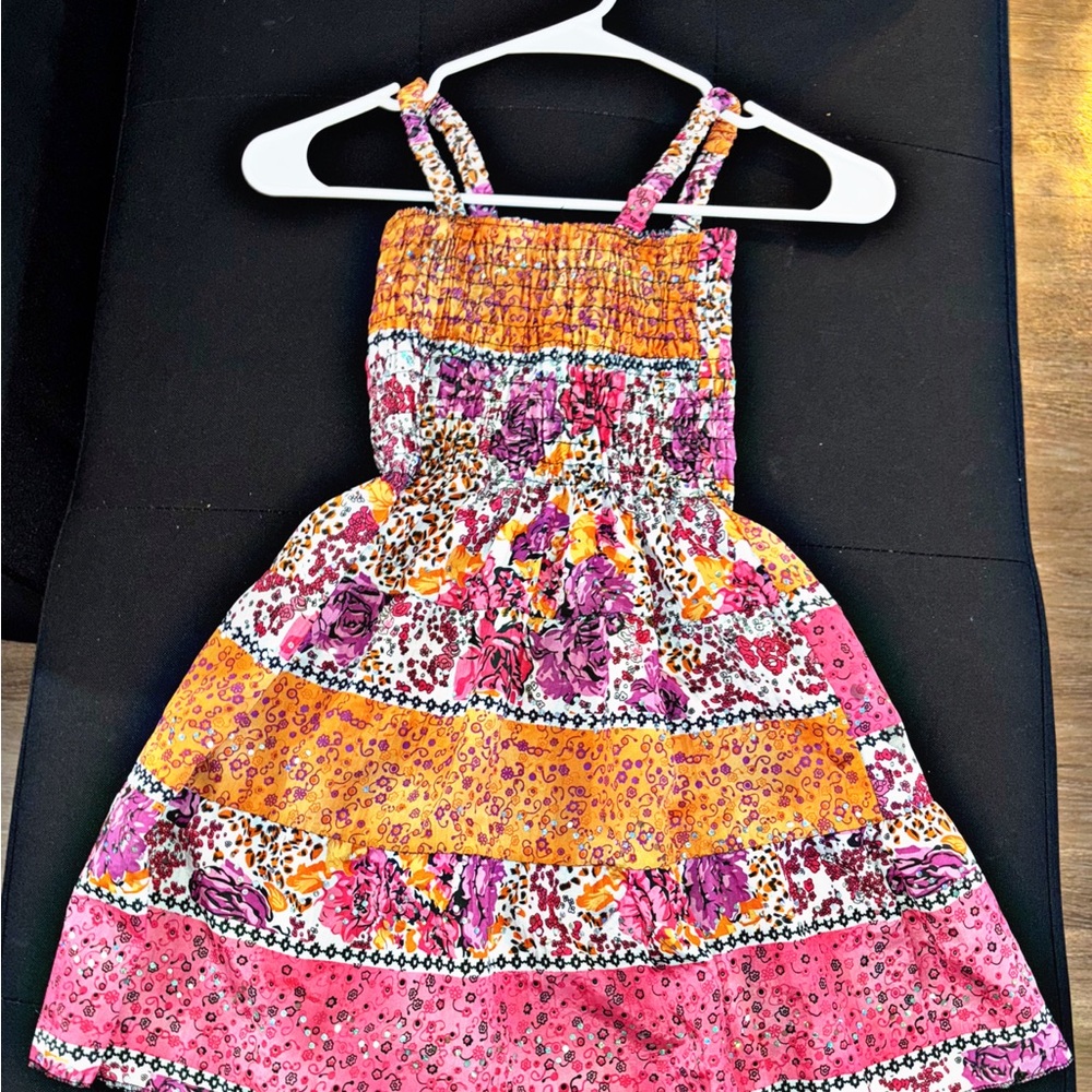 Floral Pink and Orange Kids Dress